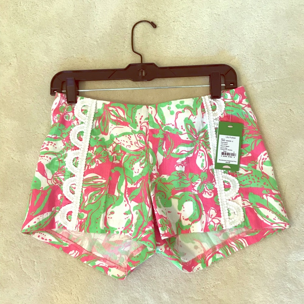Lilly Pulitzer Pink and Green High Waist Shorts